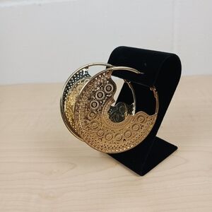 Natasha Couture Filigree Gold Tone Large Hoop Earrings Southwestern Boho